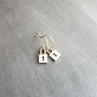 Silver Padlock Earrings, tiny lock earring, small padlock earring, silver lock earring, love slave earring, lockdown earring, commitment - Constant Baubling