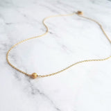 Tiny Gold Ball Necklace, simple gold necklace, little gold ball necklace, stardust necklace, gold bead necklace, layering necklace, minimal - Constant Baubling