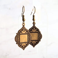 Antique Bronze Earrings, rustic bronze earring, Moroccan earring, Arabesque earring, medallion earring, unique earring, boho earring, brass - Constant Baubling