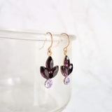 Purple Crystal Earrings, dark purple crystal earring, vintage crystal earring, vintage earring, purple earring, purple sparkle, amethyst - Constant Baubling