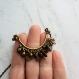 Bronze Boho Necklace, bronze necklace, cluster necklace, disk necklace, curved bar necklace, antique brass necklace, ball necklace, rustic - Constant Baubling