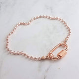 Rose Gold Ball Chain Bracelet, chunky clasp bracelet, carabiner clasp, rose gold bracelet, large oval clasp, screw clasp bracelet, pink gold - Constant Baubling