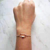 Rose Gold Ball Chain Bracelet, chunky clasp bracelet, carabiner clasp, rose gold bracelet, large oval clasp, screw clasp bracelet, pink gold - Constant Baubling