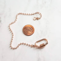 Rose Gold Ball Chain Bracelet, chunky clasp bracelet, carabiner clasp, rose gold bracelet, large oval clasp, screw clasp bracelet, pink gold - Constant Baubling