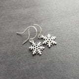 Little Snowflake Earrings, silver snowflake earring, small snowflake earring, winter earring, holiday earring, snow earring, Christmas - Constant Baubling