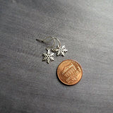 Little Snowflake Earrings, silver snowflake earring, small snowflake earring, winter earring, holiday earring, snow earring, Christmas - Constant Baubling