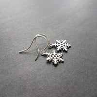 Little Snowflake Earrings, silver snowflake earring, small snowflake earring, winter earring, holiday earring, snow earring, Christmas - Constant Baubling