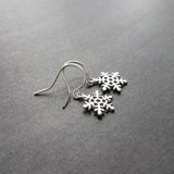 Little Snowflake Earrings, silver snowflake earring, small snowflake earring, winter earring, holiday earring, snow earring, Christmas - Constant Baubling