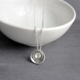 Silver Layer Necklace, cupped necklace, silver disks necklace, silver circles necklace, nesting cups necklace, small round pendant, matte - Constant Baubling