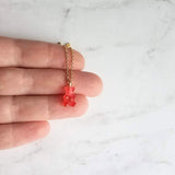 Pink Gummy Bear Necklace, watermelon pink, coral pink, candy necklace, sweet tooth gift, tiny gummy bear, little gummy bear, small gummy - Constant Baubling