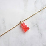 Pink Gummy Bear Necklace, watermelon pink, coral pink, candy necklace, sweet tooth gift, tiny gummy bear, little gummy bear, small gummy - Constant Baubling