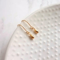 Little Gold Teardrop Earrings, 14K gold fill hooks, small gold drop earring, tiny teardrop earring, small dangle earring, gold raindrop - Constant Baubling
