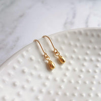 Little Gold Teardrop Earrings, 14K gold fill hooks, small gold drop earring, tiny teardrop earring, small dangle earring, gold raindrop - Constant Baubling