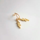 Lightning Bolt Earrings, gold lightning earring, gold bolt earring, weather earring, storm earring, thunder bolt earring, meteoroligist gift - Constant Baubling