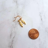 Lightning Bolt Earrings, gold lightning earring, gold bolt earring, weather earring, storm earring, thunder bolt earring, meteoroligist gift - Constant Baubling