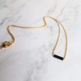 Black and Gold Necklace, dash necklace, bar necklace, line necklace, tube necklace, black line necklace, thin gold chain, sliding tube - Constant Baubling