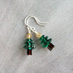 Christmas Earrings, Christmas tree earring, Xmas earring, holiday earrings, emerald green tree, crystal Christmas tree, gold gifts under 25 - Constant Baubling