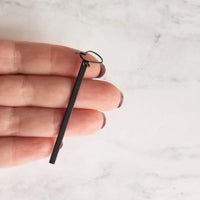 Black Bar Earrings, 3 inch long black bar earring, black stick earring, black line earring, thin earring matte black earring flat rectangle - Constant Baubling