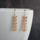 Long Rose Gold Earrings, v shaped earrings, rose gold arrow earrings, chevron earrings, arrows earrings, long flexible earrings, pink gold - Constant Baubling