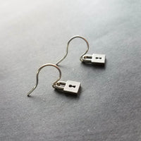 Silver Padlock Earrings, tiny lock earring, small padlock earring, silver lock earring, love slave earring, lockdown earring, commitment - Constant Baubling