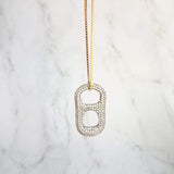 Soda Pop Tab Necklace, crystal tag necklace, soda pendant, pop necklace, soda pull tab necklace, silver soda tab, gold pop tab, diamond tab - Constant Baubling