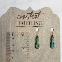 Rustic Earrings, rustic teardrop earring, verdigris earring, verdigris patina earring, green patina earring, bronze teardrop earring, small - Constant Baubling