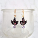 Purple Crystal Earrings, dark purple crystal earring, vintage crystal earring, vintage earring, purple earring, purple sparkle, amethyst - Constant Baubling