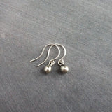 Tiny Silver Ball Earrings, silver earring, antique silver earring, little ball earring, ball dangle, small round dangle earring, silver orb - Constant Baubling