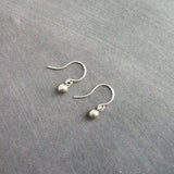 Tiny Silver Ball Earrings, silver earring, antique silver earring, little ball earring, ball dangle, small round dangle earring, silver orb - Constant Baubling