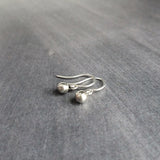 Tiny Silver Ball Earrings, silver earring, antique silver earring, little ball earring, ball dangle, small round dangle earring, silver orb - Constant Baubling