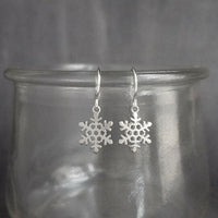 Little Snowflake Earrings, silver snowflake earring, small snowflake earring, winter earring, holiday earring, snow earring, Christmas - Constant Baubling