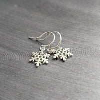 Little Snowflake Earrings, silver snowflake earring, small snowflake earring, winter earring, holiday earring, snow earring, Christmas - Constant Baubling