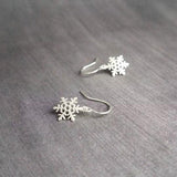 Little Snowflake Earrings, silver snowflake earring, small snowflake earring, winter earring, holiday earring, snow earring, Christmas - Constant Baubling