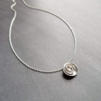 Silver Layer Necklace, cupped necklace, silver disks necklace, silver circles necklace, nesting cups necklace, small round pendant, matte - Constant Baubling