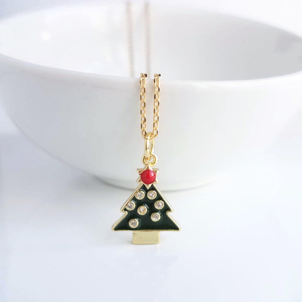 Christmas Tree Necklace, Christmas jewelry, xmas tree necklace, xmas necklace, xmas tree pendant, Christmas necklace, small Christmas tree - Constant Baubling