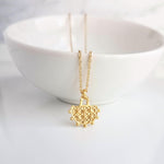 Gold Semicircle Necklace, ethnic charm necklace, gold half circle necklace, small gold pendant delicate gold chain, little dainty matte gold - Constant Baubling