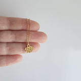 Gold Semicircle Necklace, ethnic charm necklace, gold half circle necklace, small gold pendant delicate gold chain, little dainty matte gold - Constant Baubling