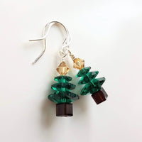 Christmas Earrings, Christmas tree earring, Xmas earring, holiday earrings, emerald green tree, crystal Christmas tree, gold gifts under 25 - Constant Baubling