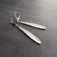 Long Thin Teardrop Earrings, skinny narrow drop dangles, long silver drops, leverback earring, tear drop earring, silver teardrop earring - Constant Baubling