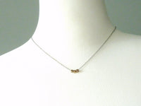 Little Cube Necklace - oxidized .925 sterling silver delicate chain & 3 tiny chunky solid brass bead squares - Simple Geometric Minimalist - Constant Baubling