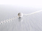 Silver Ball Necklace, simple silver necklace, rough texture bead, star dust ball, glitter bead, sparkle bead, ball charm, silver glitter - Constant Baubling