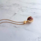 Red Sandstone Necklace, stone ball pendant, sparkling stone necklace, gold chain, brown stone necklace, spinning ball pendant, glitter stone - Constant Baubling