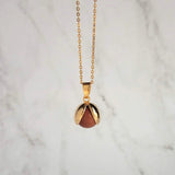 Red Sandstone Necklace, stone ball pendant, sparkling stone necklace, gold chain, brown stone necklace, spinning ball pendant, glitter stone - Constant Baubling