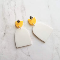 Sunset Earrings, large 80s earring, flying bird earring, tropical earring, scenery earring, chunky acrylic earring, plastic earring, white - Constant Baubling