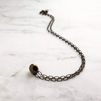 Bronze Teardrop Necklace, antique bronze necklace, brass necklace, antique brass necklace, tear drop necklace, mother son chain drop pendant - Constant Baubling