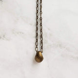 Bronze Teardrop Necklace, antique bronze necklace, brass necklace, antique brass necklace, tear drop necklace, mother son chain drop pendant - Constant Baubling