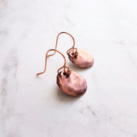 Copper Disk Earrings, copper earrings, rustic earring, wavy disk earring, patina earring, blue green earring, verdigris patina, round disk - Constant Baubling