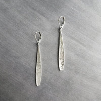 Long Thin Teardrop Earrings, skinny narrow drop dangles, long silver drops, leverback earring, tear drop earring, silver teardrop earring - Constant Baubling