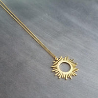Gold Sun Necklace, large sun necklace, sun pendant, sunshine necklace, gold sun pendant, sunshine necklace, spiky sun necklace, sunray charm - Constant Baubling