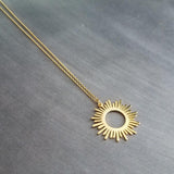 Gold Sun Necklace, large sun necklace, sun pendant, sunshine necklace, gold sun pendant, sunshine necklace, spiky sun necklace, sunray charm - Constant Baubling